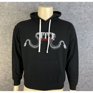Forever 21 Men's‎ Size L Black Hoodie With Snake & Spinal Design Excellent